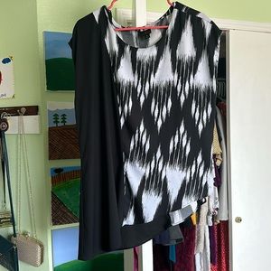 Black White Short Sleeve Blouse
